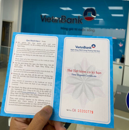 sổ tiết kiệm Ngân hàng Vietinbank